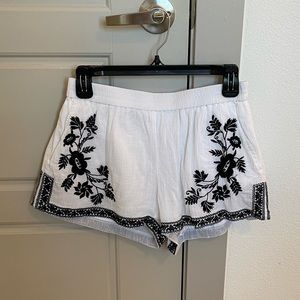 White and black embroidered J. Crew shorts